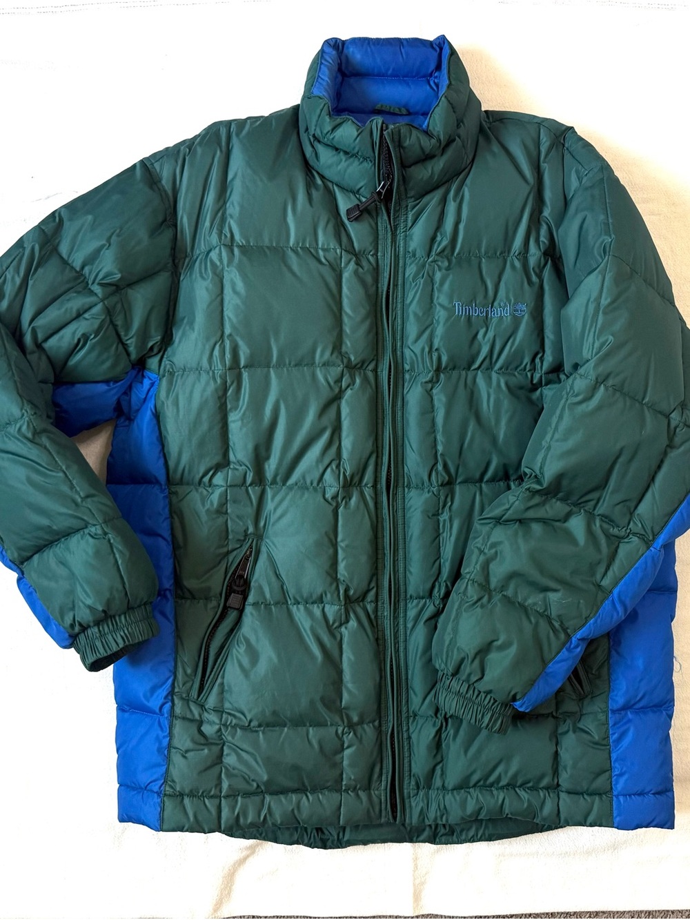 Timberland Green and Blue Quilted Puffer Coat